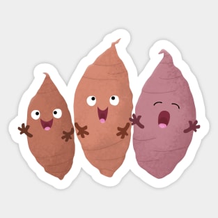 Cute singing sweet potatoes trio cartoon Sticker